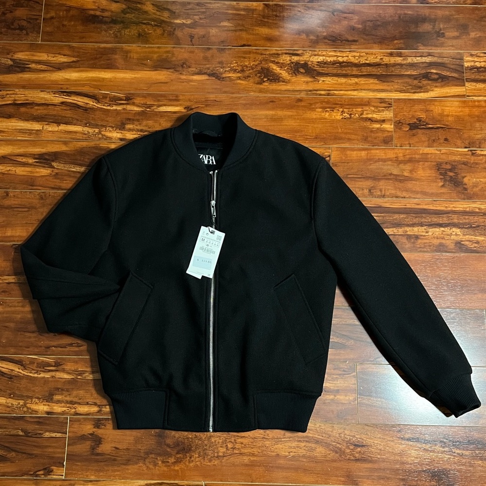 Zara faux fur lined bomber jacket